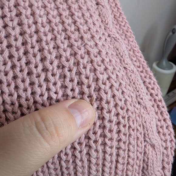 Vintage Woolrich Petal Pink Cable Knit V Neck Sweater Womens M - Picture 5 of 9